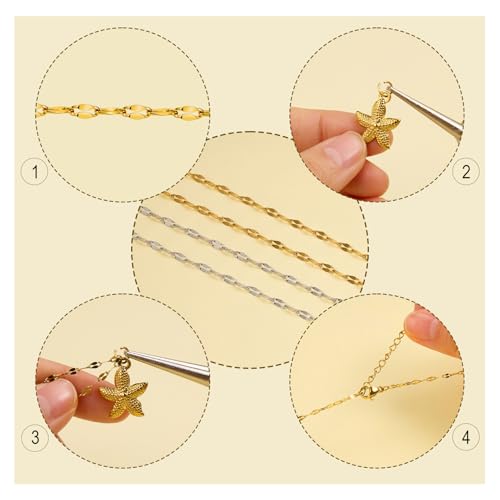 Jabogrii 20pcs Stainless Steel Necklace Chain for Jewelry Making Gold and Silver Lip Necklace Chain Bulk 18 Inches Jewelry for Women - color: Lip Chain