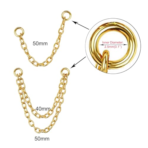 4Pcs Gold Earrings Connector Chains Set for Women, Convertible Dangle Chain for Double Piercings 50mm - color: style A