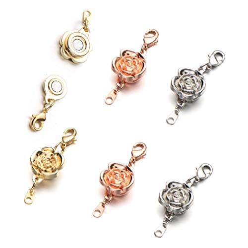 Zpsolution Locking Magnetic Clasps for Necklaces and Bracelets Jewelry Making Clasp Converter - color: 2 Glod 2 Silver 2 Rose Glod
