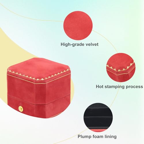 Jewelry Ring Box, Velvet Wedding Ring Box Small Travel Jewelry Box for Business, Engagement, Wedding, Bridesmaid and Mother's Day - Red - color: Ring Box-Red