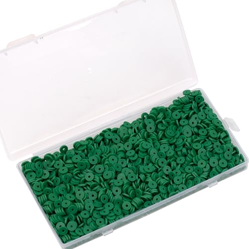 2000Pcs White Clay Beads Polymer Clay Spacer Beads Flat Beads 6mm Round Heishi Vinyl Beads for DIY Craft Gift Adults Bracelets Necklace Jewelry Making Earring Accessories (Green) - color: Green