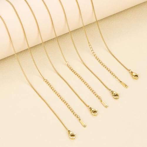 SMYHTGLIF 20 Inches Stainless Steel Chain Bulk for Jewelry Making 12 Pcs Gold Curb Cuban Necklace Jewelry Making Supplies - color: Gold Curb, size: 20 inches