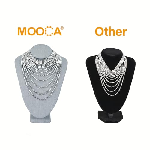 MOOCA Small Linen Covered Wood Jewelry Display Necklace Chain Jewelry Bust Display Holder Stand, Necklaces Mannequin, 7 1/4 in Height, Dim Gray Linen - color: 9) Dim Gray Linen, 1 piece