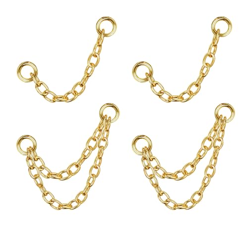 4Pcs Gold Earrings Connector Chains Set for Women, Convertible Dangle Chain for Double Piercings 50mm - color: style E