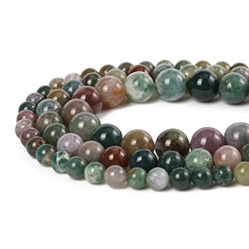 45pcs 8mm Indian Agate Beads Natural Gemstone Beads Round Loose Beads for Jewelry Making - color: Indian Agate, size: 8mm