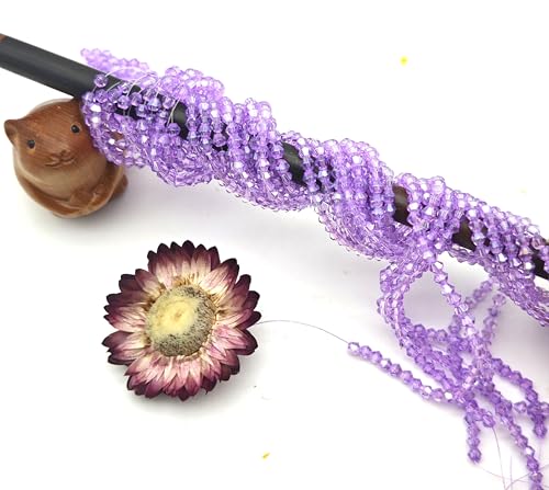 3mm4mm 1100pcs 800pcs Bicone Beads Crystal Glass Faceted Beads for Necklace Bracelet Earrings DIY Jewelry Crafts Making Project (3mm Lavender PAB) - color: 3mm Lavender PAB