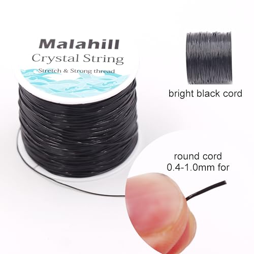 Elastic String Cord for Jewelry Making Bracelet Beading Thread,Stretchy String for Bracelets with 2 Pcs Beading Needles Beading Cord Black 0.6mm - size: Black 0.6mm