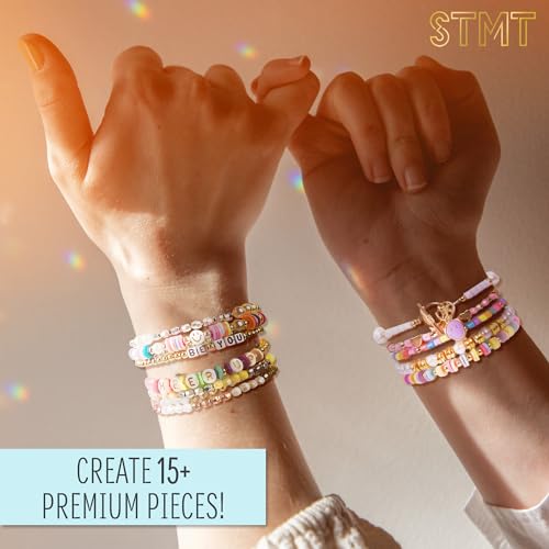 STMT DIY Beaded Jewelry Kit - Makes 15 Premium Pieces, Includes Bracelet Making Supplies, Letter Beads, Enameled Charms, Great Teen Girl Gifts - size: Small, style: Beaded