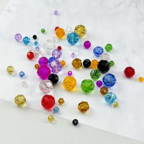 480pcs Crystal Glass Beads 3mm 4mm 6mm 8mm 10mm Round Faceted Glass Spacer Beads for Bracelets Necklace Earring DIY Jewelry Making Craft(Light Yellow) - color: Light Yellow