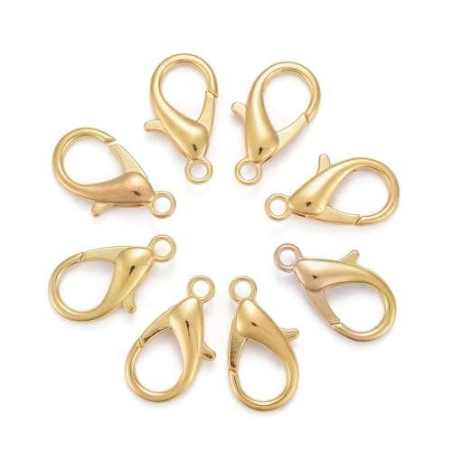 HDSupplies 50 Pieces - Lobster Clasps - Gold Tone - 21x12mm w/ 2mm Hole - color: Gold Tone, size: 21x12mm
