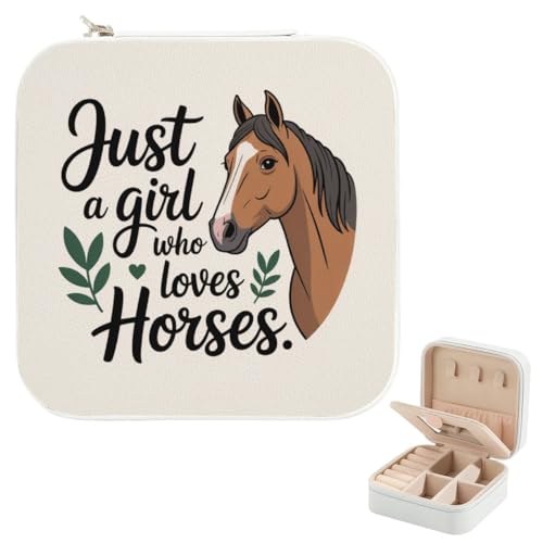 Horse Gifts for Girl Women Just A Girl Who Loves Horses Small Jewelry Case Birthday Gifts Christmas Easter Gift Cute Travel Jewelry Box for Daughter Sister Horse Lovers Gift - color: Just A Girl Who Loves Horses
