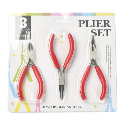 Pliers for Jewelry Making, Jewelry Pliers Set Includes Needle Nose Pliers, Round Nose Plier and Wire Cutters, Jewelry Making Tools for Jewelry Repair, Wire Wrapping, Beading and Crafts - color: Red