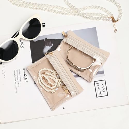 Frebeauty Travel Jewelry Organizer, 6 Pcs Velvet Jewelry Pouch Bag with Zipper Pocket, Visualization Design for Rings, Earrings, Necklace - color: 6 pcs bag