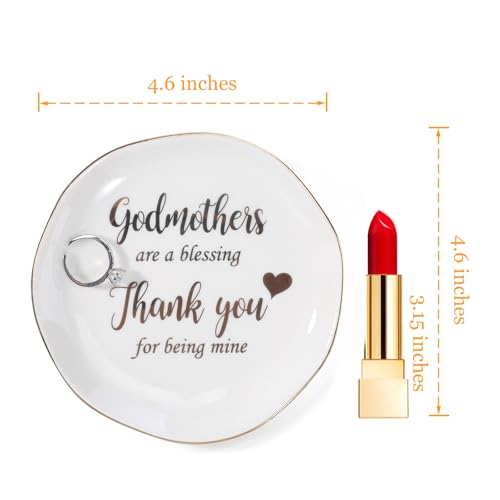HOME SMILE Christmas Mother Day Birthday Gifts for Godmother Ring Dish Jewelry Tray-Godmother Gifts from Godchild-Godmothers Are Blessing,Thank You for Being Mine - style: Godmon