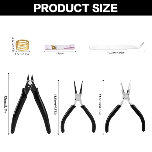3 Pcs Jewelry Pliers Set Beading Pliers Set with Needle Nose Pliers, Round Nose Plier and Wire Cutter for Jewelry Making Repair Supplies and Crafting,Wire Wrapping Crafts - style: 3pcs Beading Pliers Set