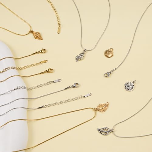Jabogrii 20 Pack Gold and Silver Necklace Chain for Jewelry Making Stainless Steel Snake Necklace Bulk 18 Inches Handmade Jewelry Chain with Lobster Clasps Extender - color: Snake Chain