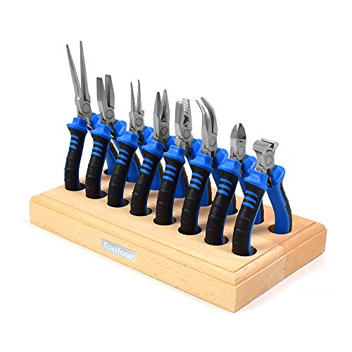 Toolour Jewelry Pliers Set Jeweler Making Tools Kit with Wood Holder,8Pcs Professional Wire Plier for Beading Jewelry Maker DIY Crafting Wrapping Crimping Cutting Repair,Essential Tools for Adults