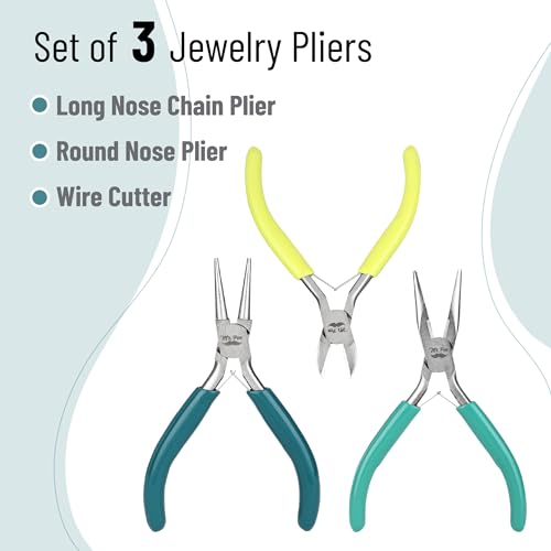 Mr. Pen- Pliers for Jewelry Making, 3 Pack, Chain Nose, Round Nose Pliers Set and Wire Cutter for Beading, Wire Wrapping, Jump Rings, Jewelry Repair, Crafting, DIY - color: Shades of Green