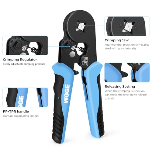 WGGE Ferrule Crimping Tool Kit, AWG 23-7 Self-adjustable Ratchet Wire Ferrule Crimper Plier Set with 1200pcs Wire Terminals Crimping Connectors Wire Ends Ferrules