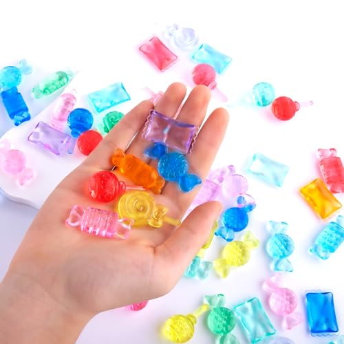 Niceup Plastic Candy Toys Lollipop Fake Sweets 160pcs Small Candyland Décor Party Favors Resin Figurine Slime Charms for Easter Egg Birthday Pinata Goodie Bag Fillers, Rave Trinkets - style: Candies Mini (about 160pcs)