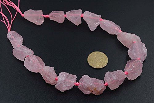 Natural Rose Quartz Crystal Nugget Raw Graduated Beads Strand 2mm Hole Drilled - color: Rose Quartz