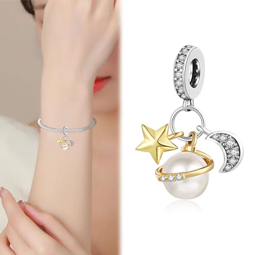 Charm for Bracelets and Necklaces, Heart Animals 925 Sterling Silver Bead Celestial Sun Moon Star Charms Jewelry Gift for Women Girls - color: Celestial Sun Star Moon Triple Dangle Charm