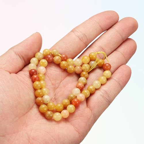 HARFINGTON 50pcs Natural Stone Beads 6mm Red Aventurine Round Gemstone Stone Loose Beading Real Genuine Smooth Balls Bead for Jewelry Making Bracelets Necklace Earrings DIY - color: Red Aventurine, size: 6mm