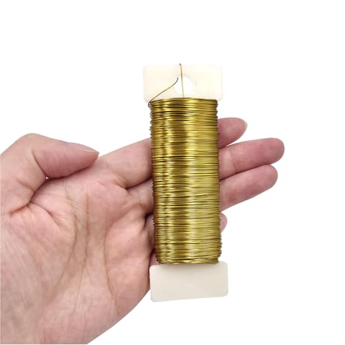26 Gauge Golden Metal Floral Wire, 38 Yards/35 Meters,for Christmas Wreaths,Tree Decoration,Flower Arrangement,Craft Wire,Flower Wire,Garden Wires,Flowers Bouquet Accessories,Jewelry Wires DIY - size: 26Gauge-Golden-1P/38Yards