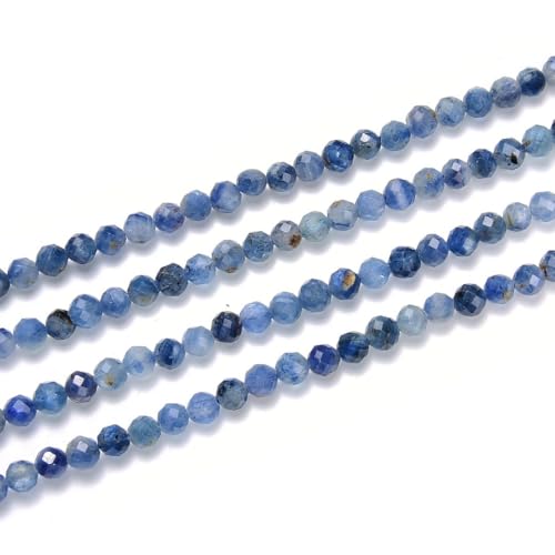 Adabele 15 Inch Natural Blue Kyanite Healing Gemstone 3mm (0.12 Inch) Tiny Small Faceted Round Loose Beads Stone Spacer (120-130pcs) for Craft Jewelry Making GK3-21 - color: Kyanite, size: 3mm (0.12") - 15 inch/1 strand