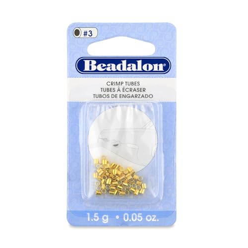 Beadalon Crimp Tubes, Size #3, Gold Color, 1.5 g, Approx. 51 pc - color: Gold, size: Size #3, 51 pc