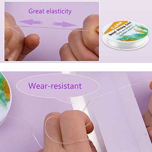 0.4mm Round Elastic Thread, Elastic String for Bracelet 295 Feet Spool Clear Stretchy Bracelet String for Making Bracelet Watch Band Key Chain Beaded Jewelry