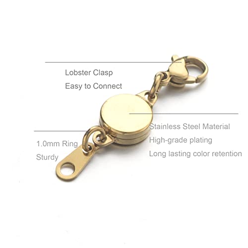 Zpsolution Stainless Steel Magnetic Clasps for Jewelry, 18K Gold Plated Magnetic Jewelry Clasps for Necklaces Bracelet Extender Jewelry Making - color: Gold