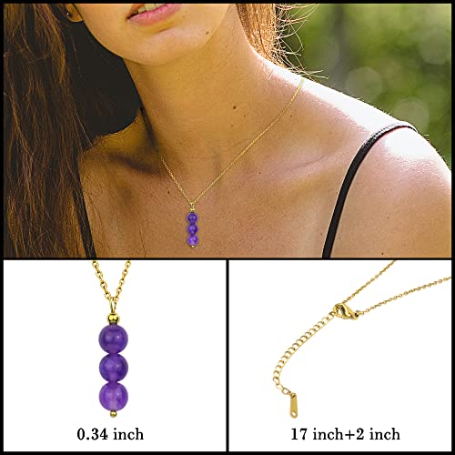 SmileBelle Crystal Necklace, Jade Necklace for Women as Anniversary Birthday Mothers Day Gifts for Women 14k Gold Black Tourmaline as Birthstone Jewelry for Girls Dainty Crystal Jewelry - color: Purple Amethyst