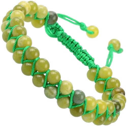 MASSIVE BEADS Double Layer Natural Chakra Healing Power Crystals Macrame Bracelet Yoga Stone Beads Gemstone Meditation Relax Anxiety Bangle for Unisex Women Men - color: China Jade, size: 6mm