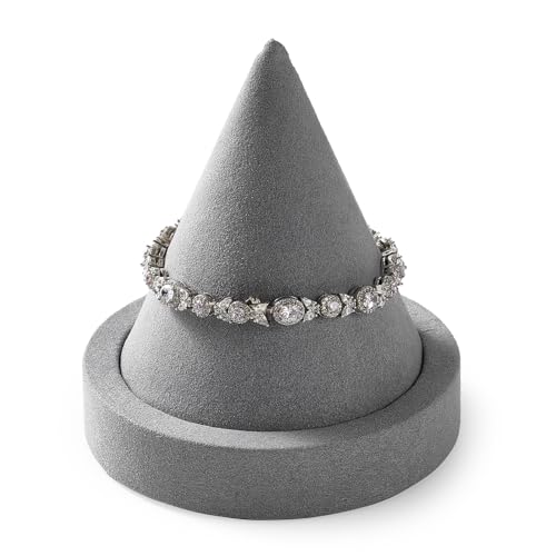 Solid Wood Bracelet Bangle Holder Microfiber Watch Jewelry Display Stand for Vendors Exhibit/Trade Shows/Retail Stores (Gray) - color: Grey