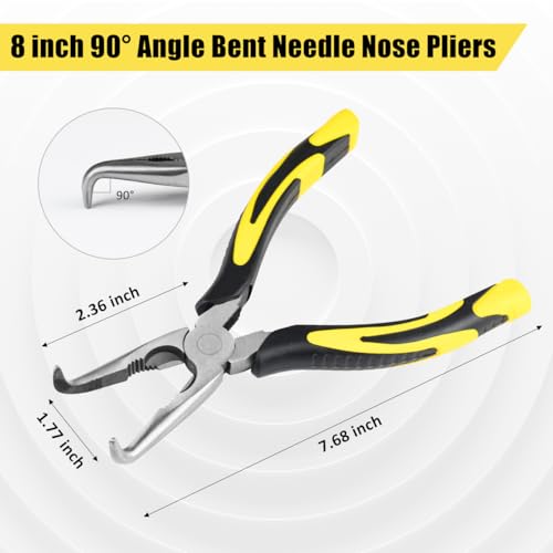 3pcs 8inch Reach Needle Nose Pliers Set,Includes Straight Needle Nose Pliers,45°&90°Bent Nose Pliers,Pliers Tool Set for Narrow Spaces