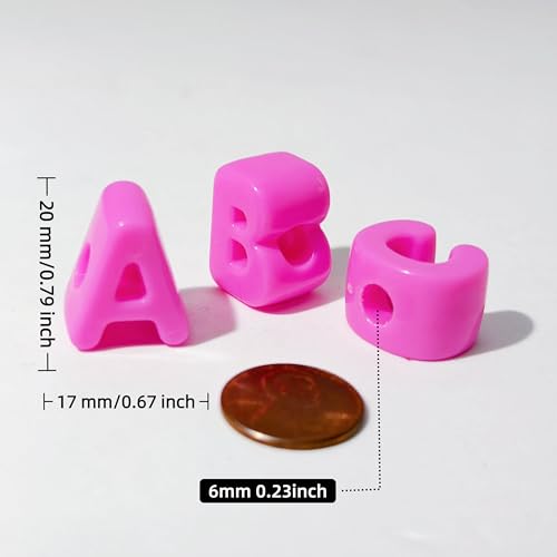 26PCS Large 6mm Hole Letter Beads, 20mm Acrylic Beads A to Z,for DIY Jewelry Making Kit Friendship Bracelet Key Chain and Bag Charm (26 A to Z Pink) - color: 26 A to Z Pink