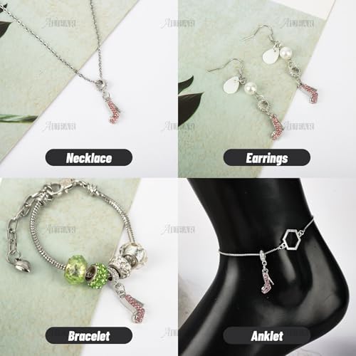 AUEAR, Fashion Crystal High Heel Shoe Shape Charms Bulk Pendant Jewelry Findings for Jewelry Making Necklace Bracelet DIY - color: Pink