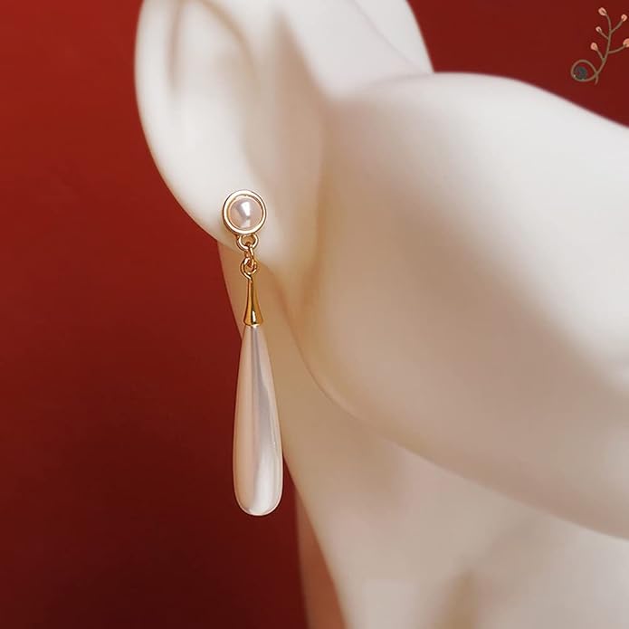 Pearl Clip on Earrings for Women Drop Clip Earrings for Women Gold Plated White Imitation Pearl Earrings Fashion