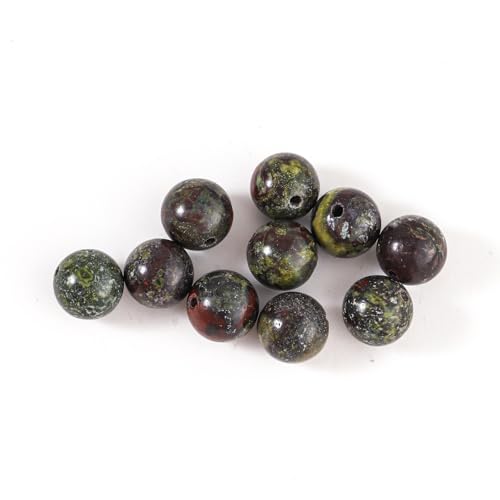 100Pcs Natural Stone 6mm Dragon Bloodstone Round Loose Gemstone Energy Healing Beads Hole Size 1mm DIY Smooth Beads for Bracelet Necklace Earrings Jewelry Making - color: Dragon Bloodstone, size: 6mm