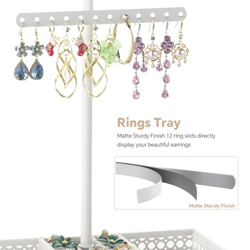 Meangood Jewelry Organizer Stand, 15.6" H Jewelry Tree Display Holder Stand for Bracelets Necklaces Earrings Rings, Gift for Women Girls (White) - color: White