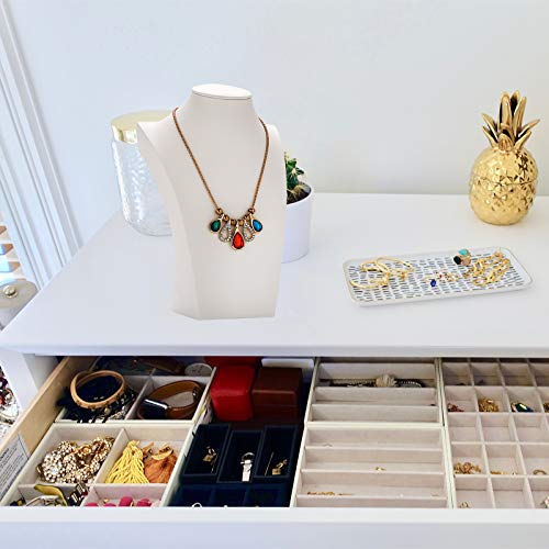 Polmart H2 Necklace Display Bust (White Leatherette, 10”H) - color: White Leatherette, size: 10"h