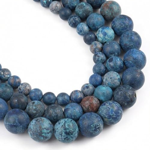 36pcs Natural Matte American Turquoise Gemstone Beads，10mm Frosted Round Loose Stone Beads for Jewelry Making Earring Bracelet Necklace DIY Crafts - color: American Turquoise, size: 10mm