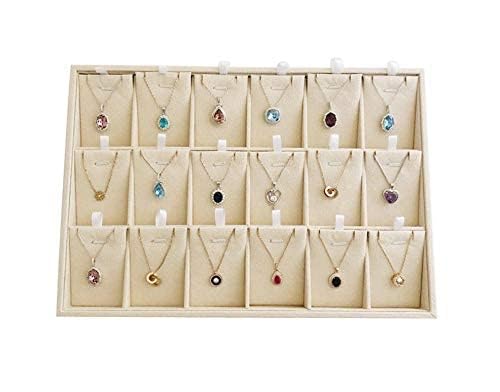 Beige Velvet Jewelry Display Box Tray Pendant Necklace Stackable Trade Show Store Multi Function (Pendants) - color: Pendants