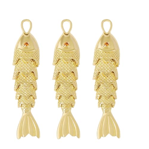 Coiris Gold Fish Charm Pendant 3D Sea Animal DIY Bracelet Necklace Earrings Beading and Jewelry Making Decorations - color: Gold, size: Big