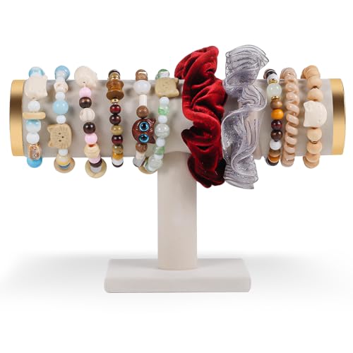 T-Bar Bracelet Display Stand for Selling, Jewelry Storage, Bracelet Holder Stand, Bangle, Jewelry Business Supplies, Watch Holder for Women & Men (Beige with Metal Lid) - color: Beige + metal lid