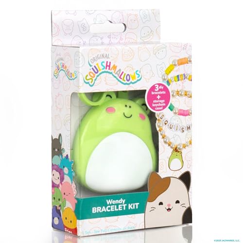 Original Squishmallows Wendy The Frog Bracelet Kit, Makes 3 Accessories, Fun Beads and Charms, Bonus Keychain, Friendship Jewelry Making Set, Gifts for Girls, Craft Kits, Arts and Crafts for Kids - style: Wendy the Frog