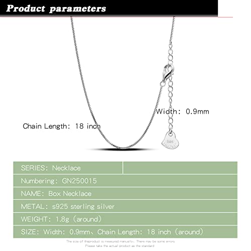 Dankadi Italian 925 Sterling Silver Necklace For Women 0.9mm Box Chain 1.3mm Rolo Chain O-Chain Lobster Claw Clasp - Pendant Chain - 16 "18" 20 "22" 24 "26" Jewelry Gift - color: Box Chain, size: 26 inches