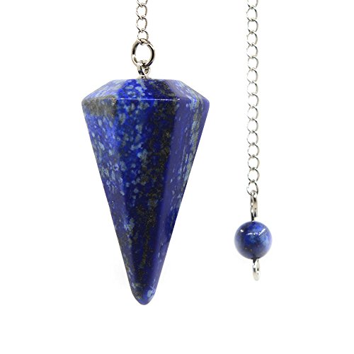 Justinstones Natural Lapis Gemstone Hexagonal Pointed Reiki Chakra Pendant Pendulum - color: Lapis