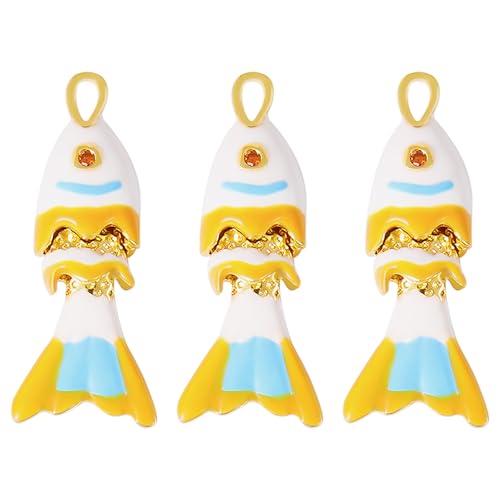 Coiris Gold Fish Charm Pendant 3D Sea Animal DIY Bracelet Necklace Earrings Beading and Jewelry Making Decorations - color: Yellow, size: Small